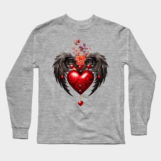 Wonderful heart with black wings Long Sleeve T-Shirt by Nicky2342